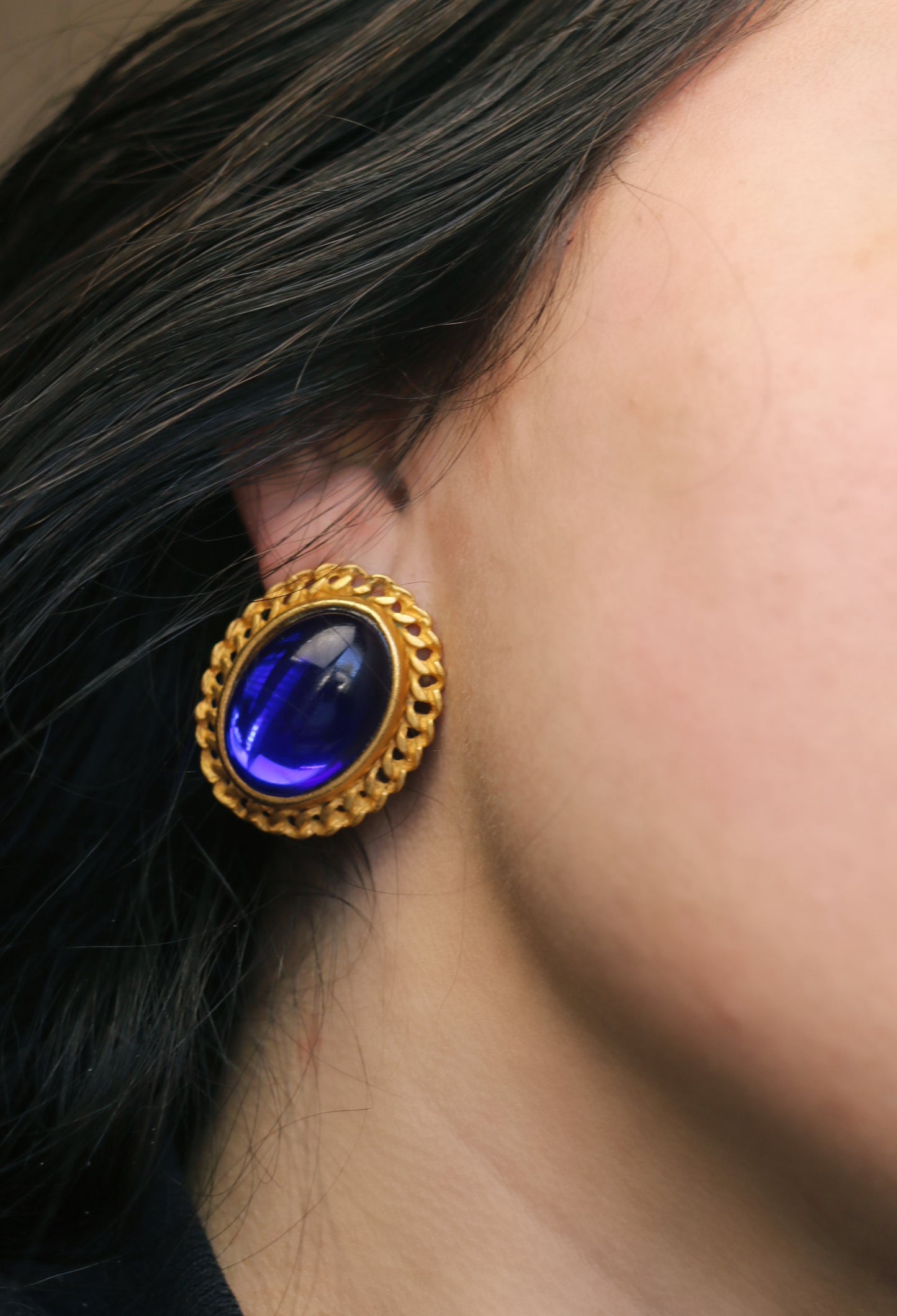 Huge Sapphire Cabochon Earrings