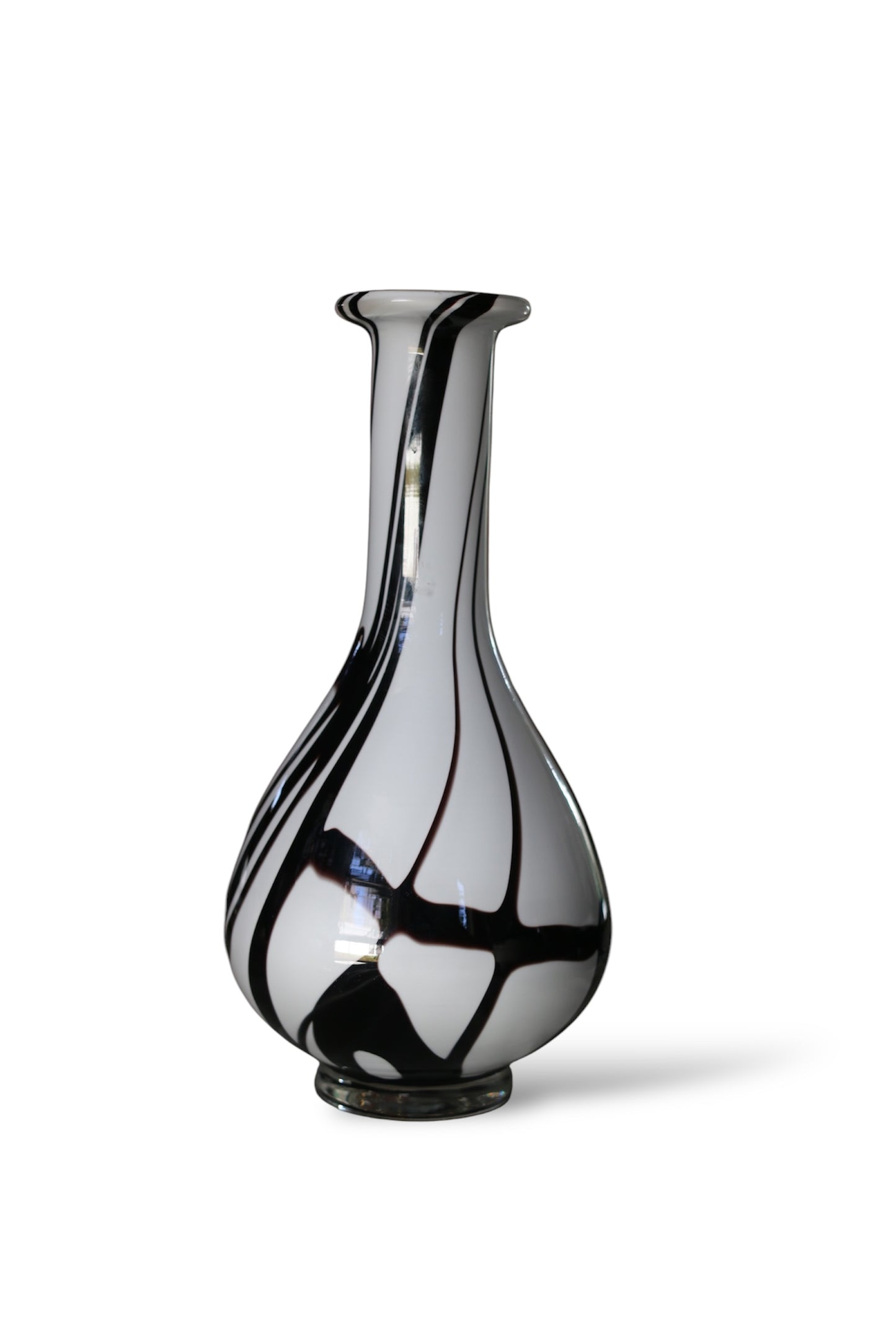 Black And White  Tarnowiec Polish Art Glass Vase