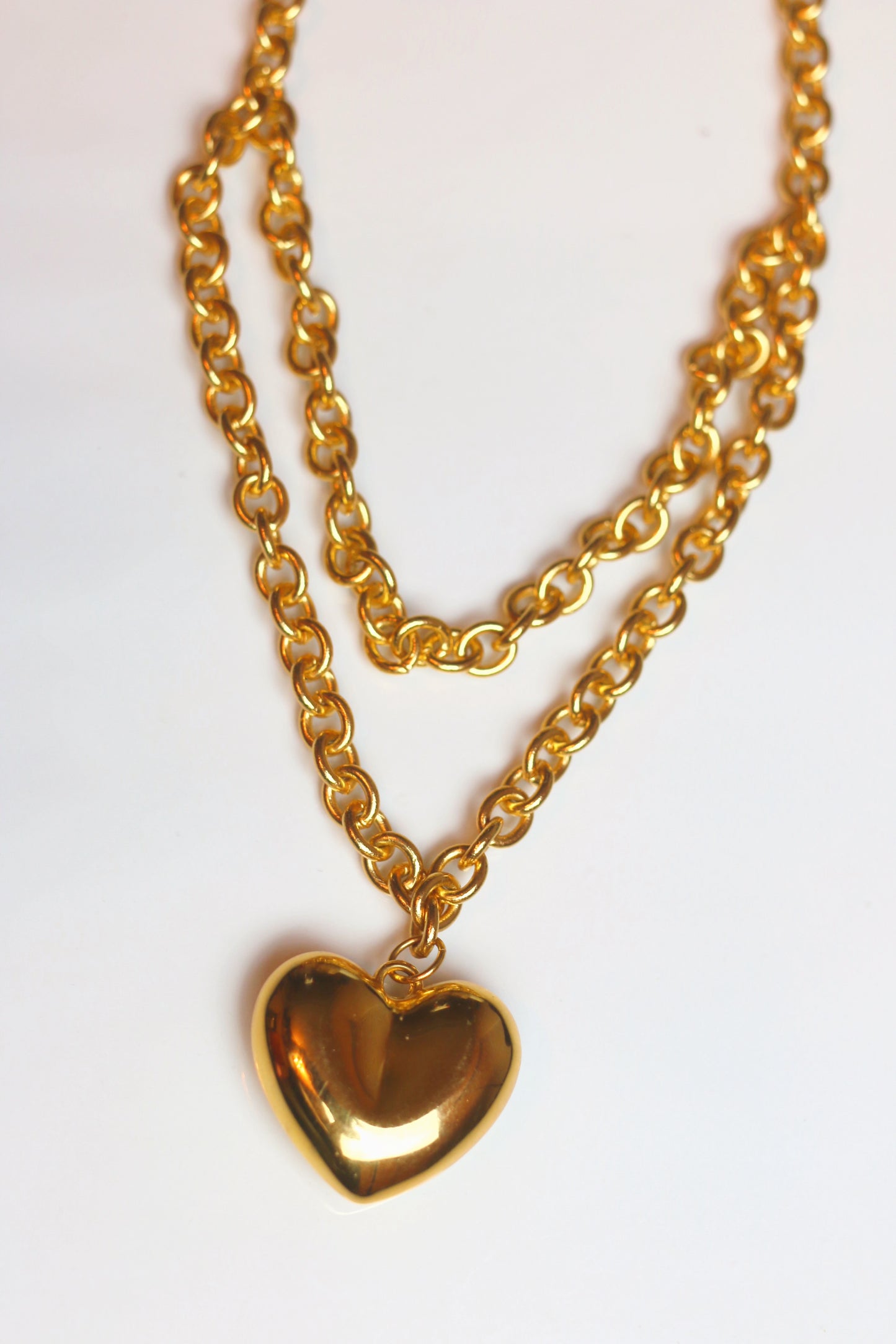 Vintage Puffy Heart Necklace