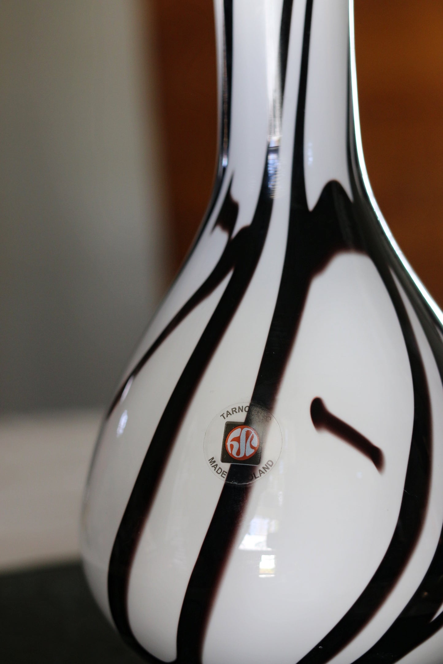 Black And White  Tarnowiec Polish Art Glass Vase