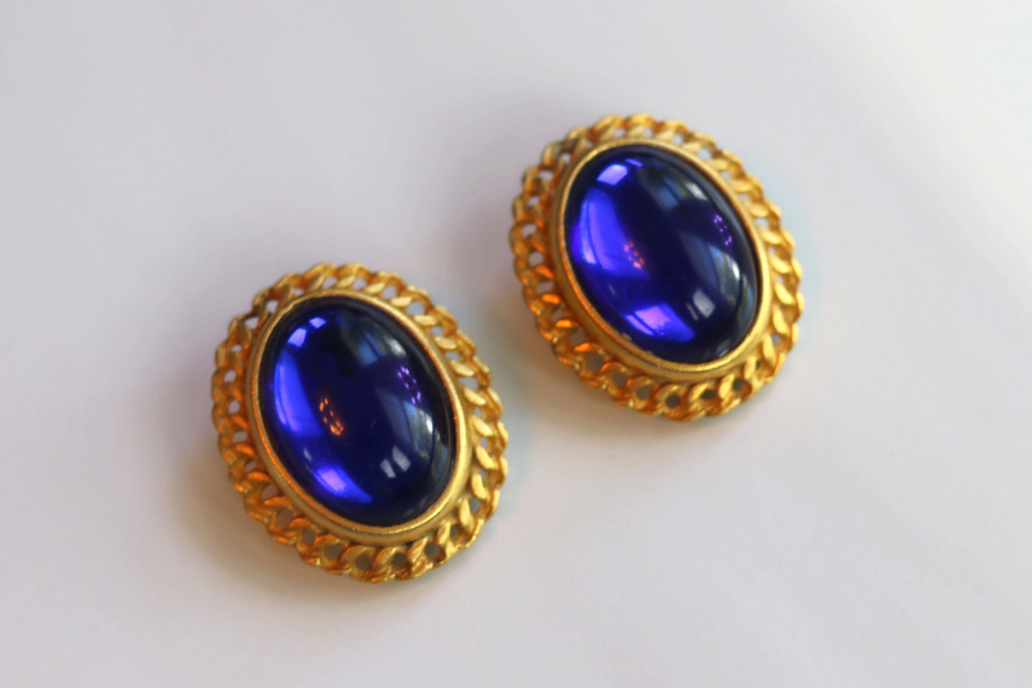 Huge Sapphire Cabochon Earrings